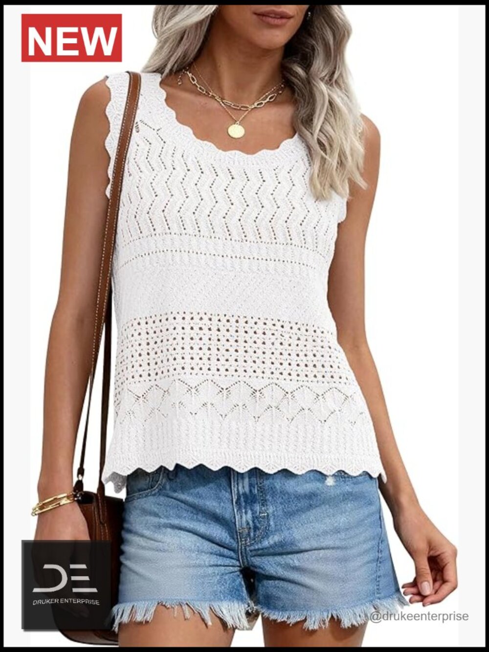 Crochet Sleeveless Tank Top Boho Beach Vacation Top